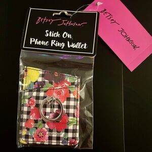 Betsey Johnson Checkered Floral Phone Ring Wallet